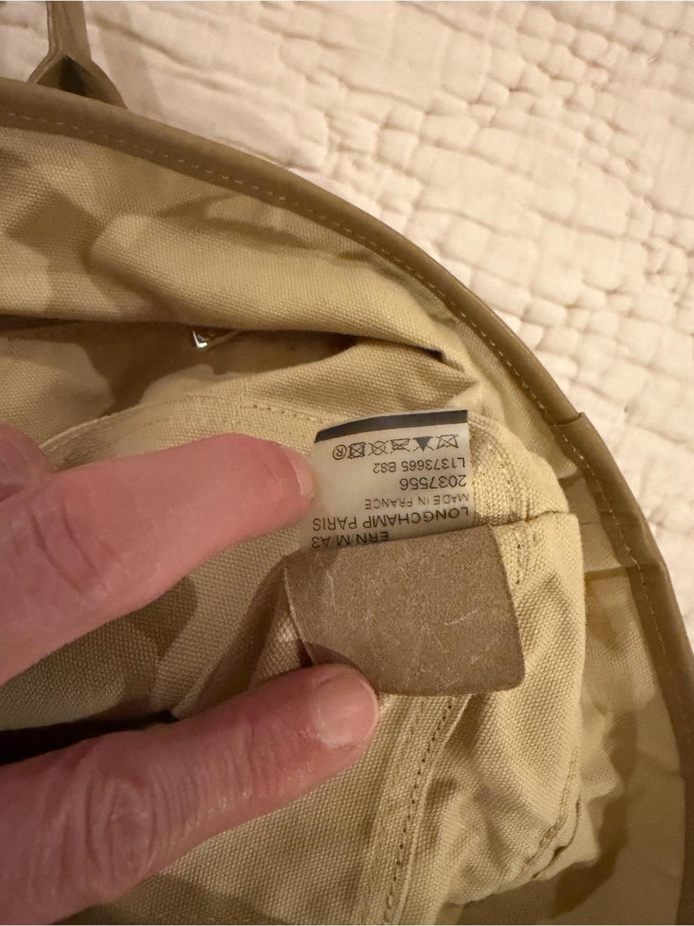 *RARE* Vintage Longchamp Woven Geometric Tote in Tan, Olive & Cream - Picture 8 of 8